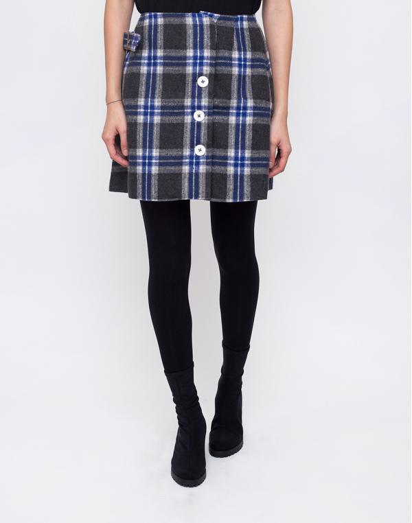 House of Sunny Aspin Kilt Record Skirt Asphalt Grey Blue 40
