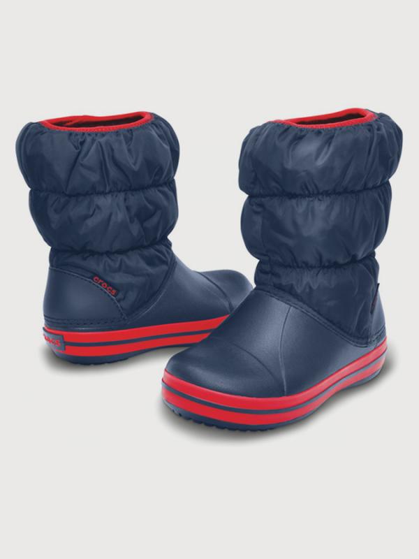 Boty Crocs Winter Puff Boot Kids Navy/Red Modrá