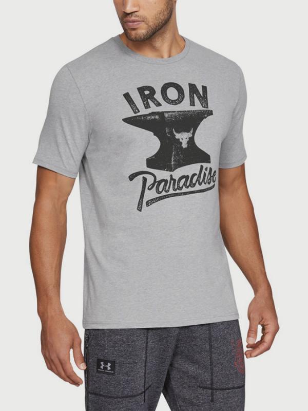 Tričko Under Armour Project Rock Iron Paradise SS T Šedá