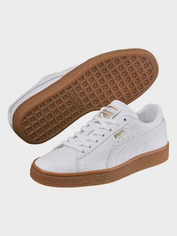 Boty Puma Basket Classic Gum Jr Bílá