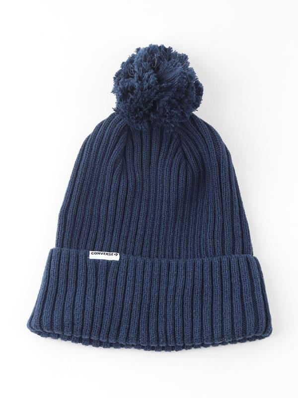 Čepice Converse RIB KNIT POM WATCHCAP Modrá