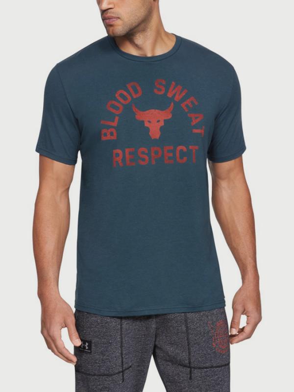 Tričko Under Armour Project Rock Blood Sweat Respect-SS T Modrá