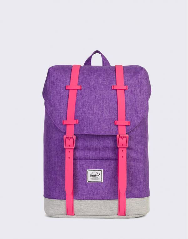 Herschel Supply Retreat Youth Deep Lavender Crosshatch/Light Grey Crosshatch/Fandango Pink