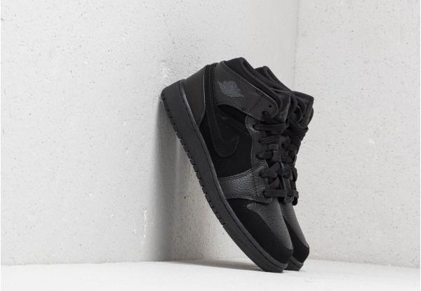 Air Jordan 1 Mid (GS) Black/ Dk Smoke Grey-Black