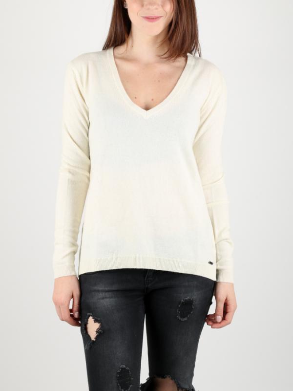 Svetr Superdry LUXE CASHMERE WOOL VEE NECK KN Béžová