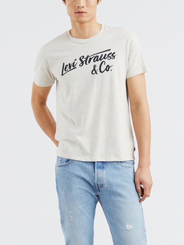 Tričko LEVI'S Wordmark Graphic Tee Wm SSNL Bisque Htr Bílá