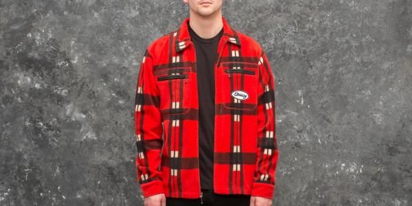 Stüssy Polar Fleece Zip Up Shirt Red