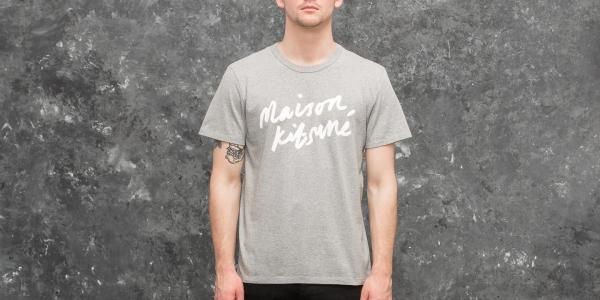 MAISON KITSUNÉ Handwriting Tee Grey Melange