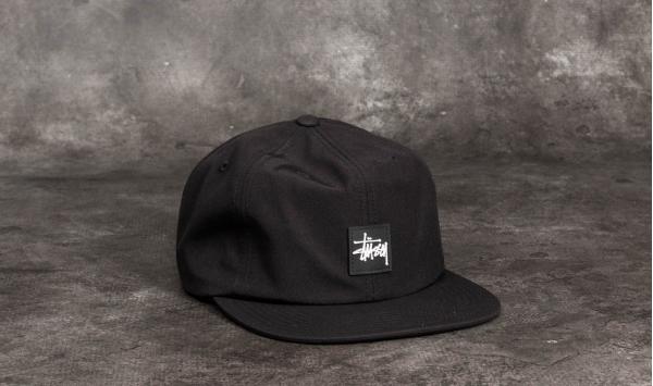 Stüssy Stock Rubber Patch Cap Black