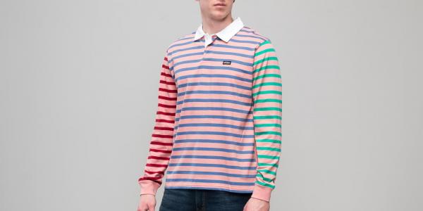 Stüssy Jonah Stripe Longsleeve Rugby Tee Pink