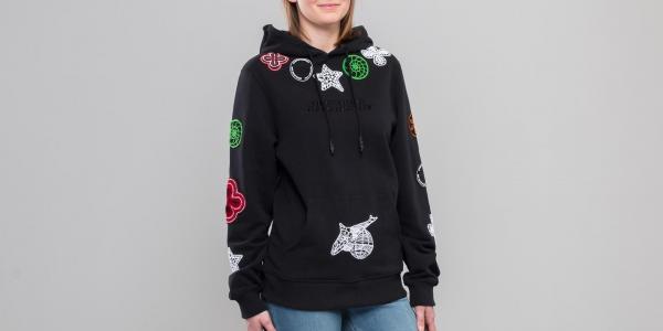 Opening Ceremony Crochet Flower Hoodie Black