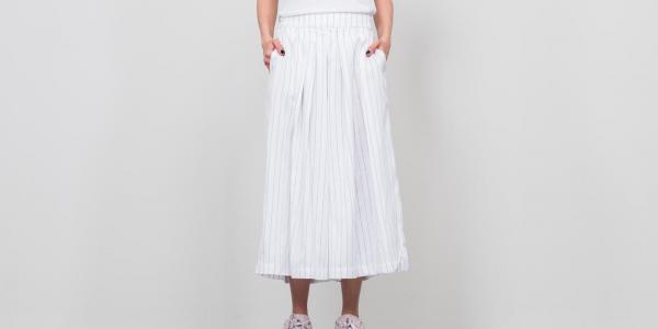 SELECTED Sfraika HW Cropped Wide Pants Bright White/ Black