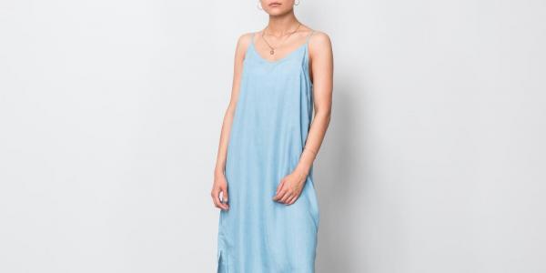 SELECTED Chloe Strap Dress Light Blue