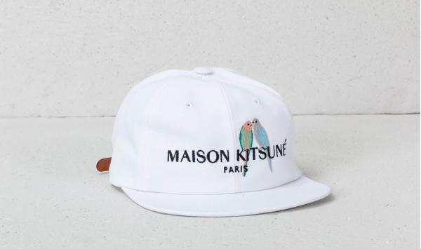 MAISON KITSUNÉ Love Birds Embroidery Baseball Cap White