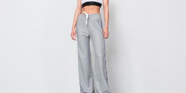 Champion Jacquard Logo Tape Popper Sweatpants Oxford Grey Melange