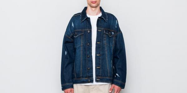 Urban Classics Ripped Denim Jacket Blue Washed