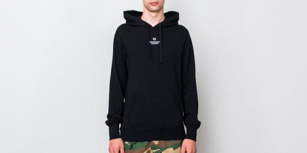 Reigning Champ Embroidered Logo Pullover Hoodie Black/ White
