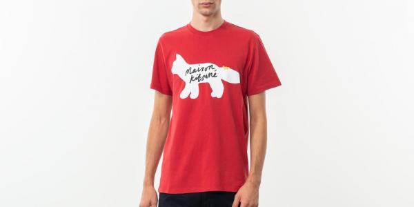 MAISON KITSUNÉ Fox Handwriting Shortsleeve Tee Red