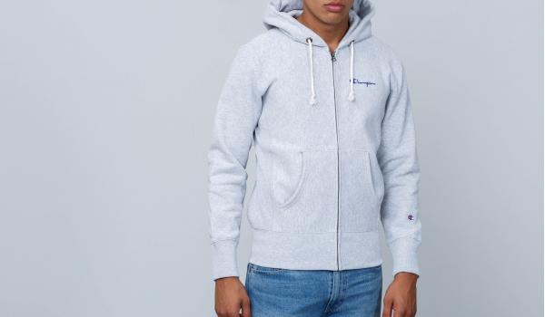 Champion Hooded Full Zip Sweatshirt Light Oxford Grey Melange