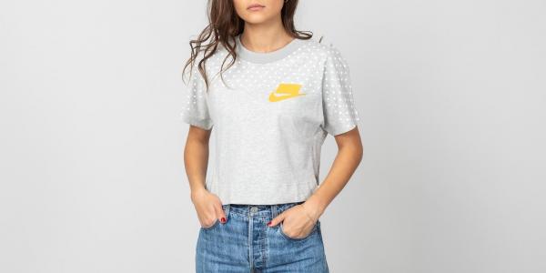 Nike Sportswear Shortsleeve Crop Top Grey Heather/ Yellow Ochre