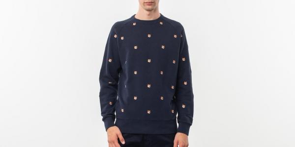 MAISON KITSUNÉ All Over Fox Head Patch Sweatshirt Navy