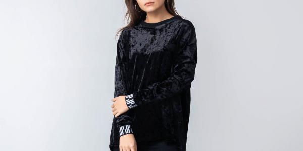 Bibi Chemnitz Velour Loose Bluse Black