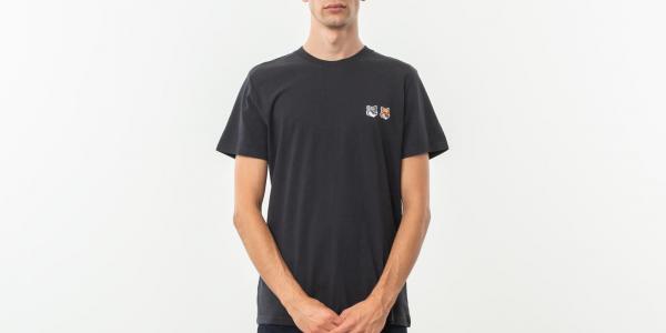 MAISON KITSUNÉ Double Fox Head Patch Shortsleeve Tee Anthracite