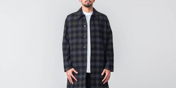 Norse Projects Thor Wool Check Coat Magnet Grey