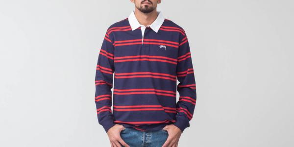 Stüssy Desmond Stripe Longsleeve Rugby Navy