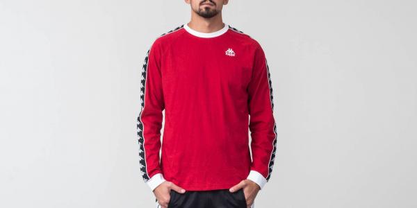 Kappa 222 Banda Auyen Tee Dark Red/ Black/ White