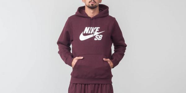 Nike SB Essential Icon Pullover Hoodie Burgundy Crush/ White