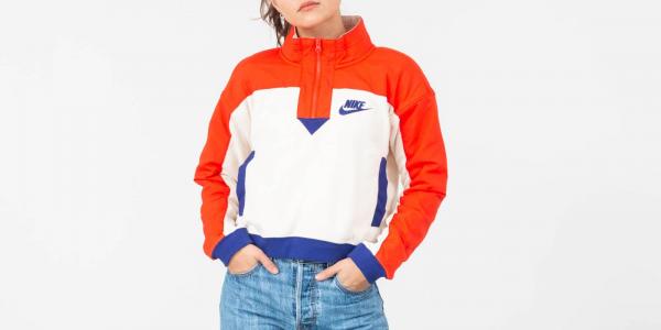 Nike Sportswear Half Zip Polar Crewneck Red/ Dark Blue/ Cream White