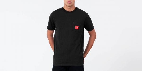 HUF Woven Label Pocket Tee Black