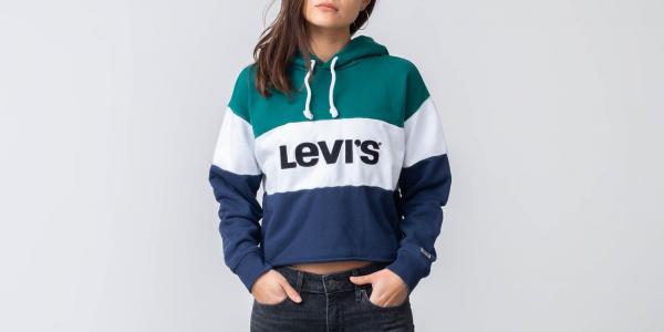 Levi's® Raw Cut CB Crop Hoodie Green/ White/ Navy