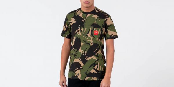 HUF Woven Label Pocket Tee Deep Olive