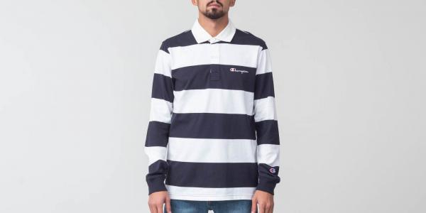 Champion Longsleeve Polo Tee Navy/ White