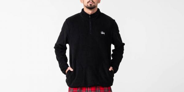 Stüssy Polar Fleece Half Zip Black