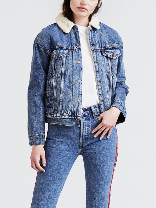 Bunda LEVI'S Exbf Sherpa Trucker Addicted To Love Modrá