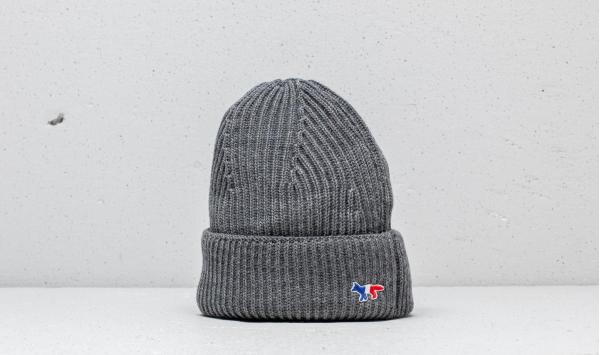 MAISON KITSUNÉ Ribbed Hat Grey Melange