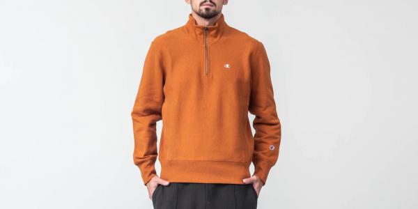 Champion Double Dry Classic Fleece 1/4 Zip Crewneck Brown