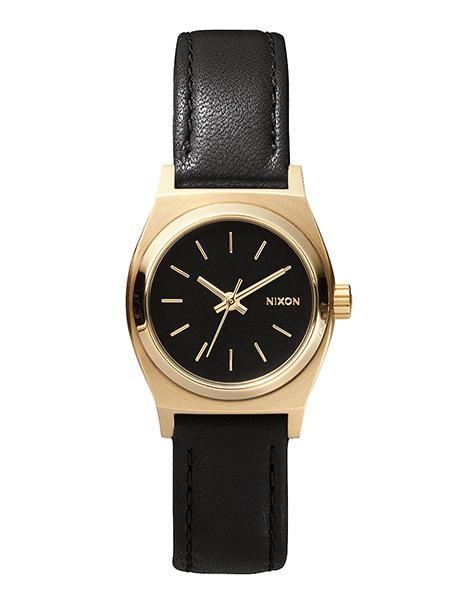 Nixon Small Time Teller Leather Black Gold
