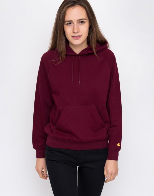 Carhartt WIP Hooded Chase Sweat Mulberry / Gold M