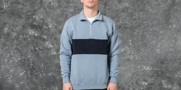 Polar Block Zip Sweatshirt Dusty Blue/ Navy