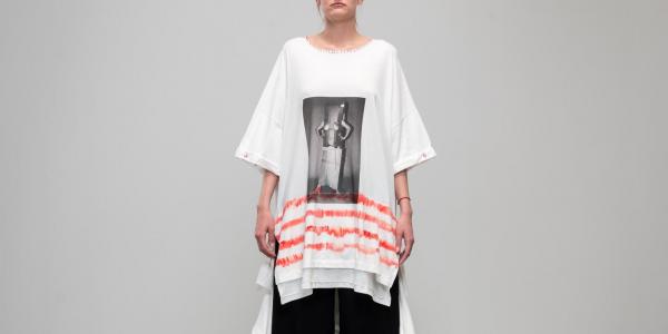 Footshop x Petra Ptáčková ZERO WASTE 2 Face Stitched T-Shirt Dress White