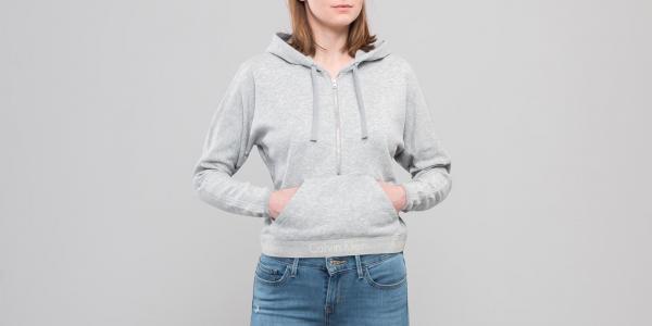 Calvin Klein Half Zip Hoodie Grey Heather