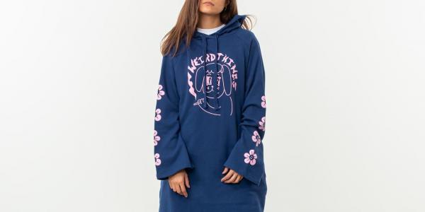 Lazy Oaf Weird Things Hoodie Dress Blue