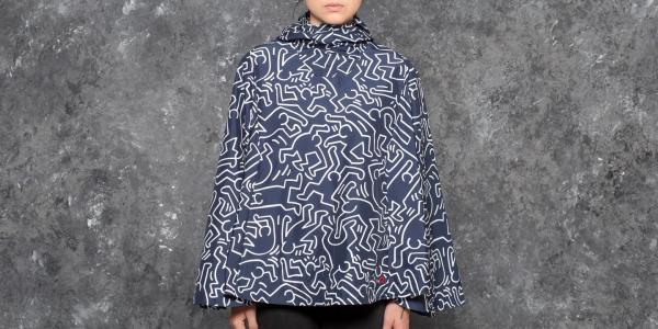 Herschel Supply Co. W Voyage Poncho Jacket Peacoat Keith Haring