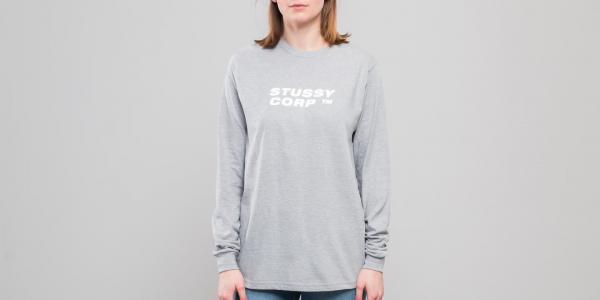 Stüssy Corp Longsleeve Tee Grey Heather