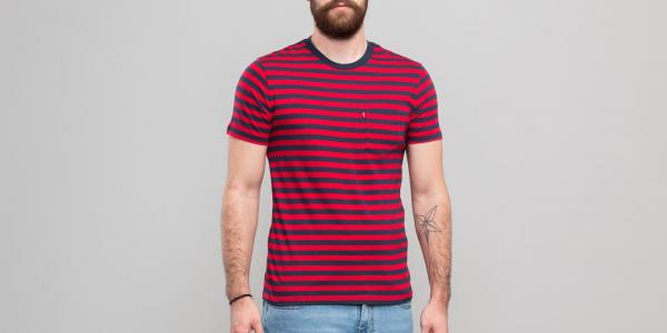 Levi's® Set/In Sunset Pocket Stripe Tee Navy/ Red