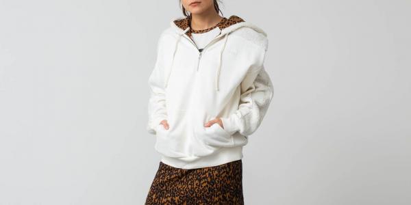 Vans Bopper Half Zip Pullover Hoodie Marshmallow